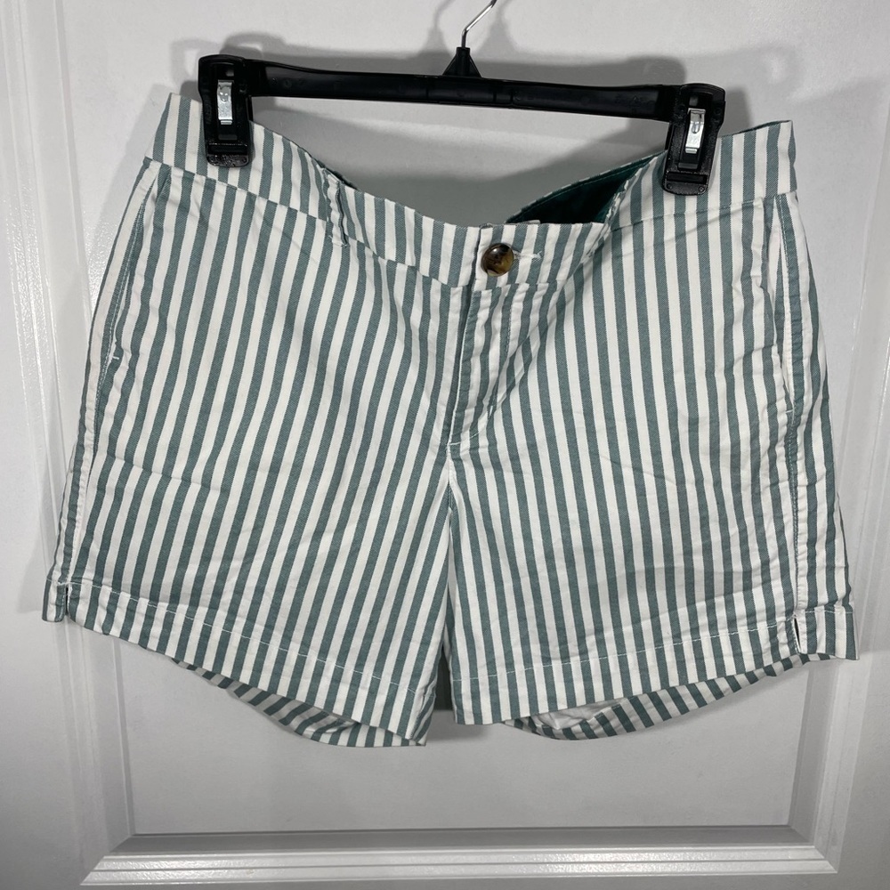 Striped Green and White Women's Shorts CB-BB